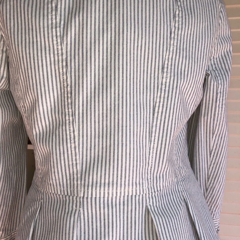 Loft Blue Ticking Military Style Jacket - Picture 5 of 7